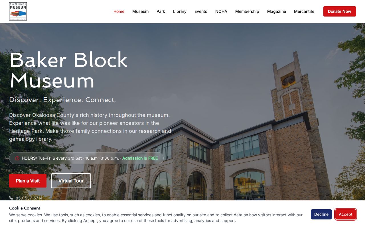 Baker Block Museum genealogy and North Okaloosa history resources