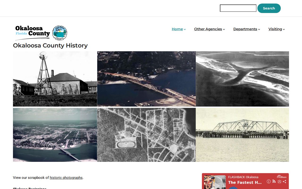 Official Okaloosa County history page describing county formation