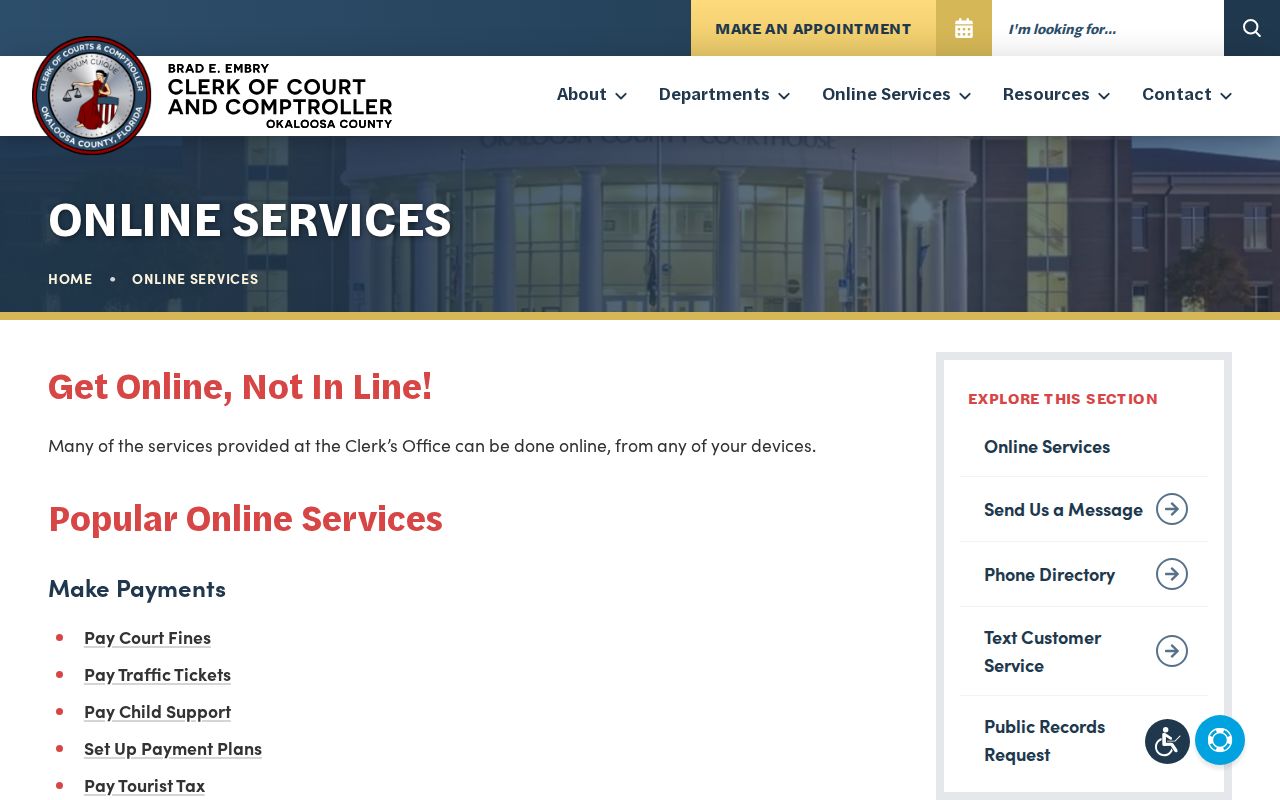 Okaloosa County residents directory Clerk online services