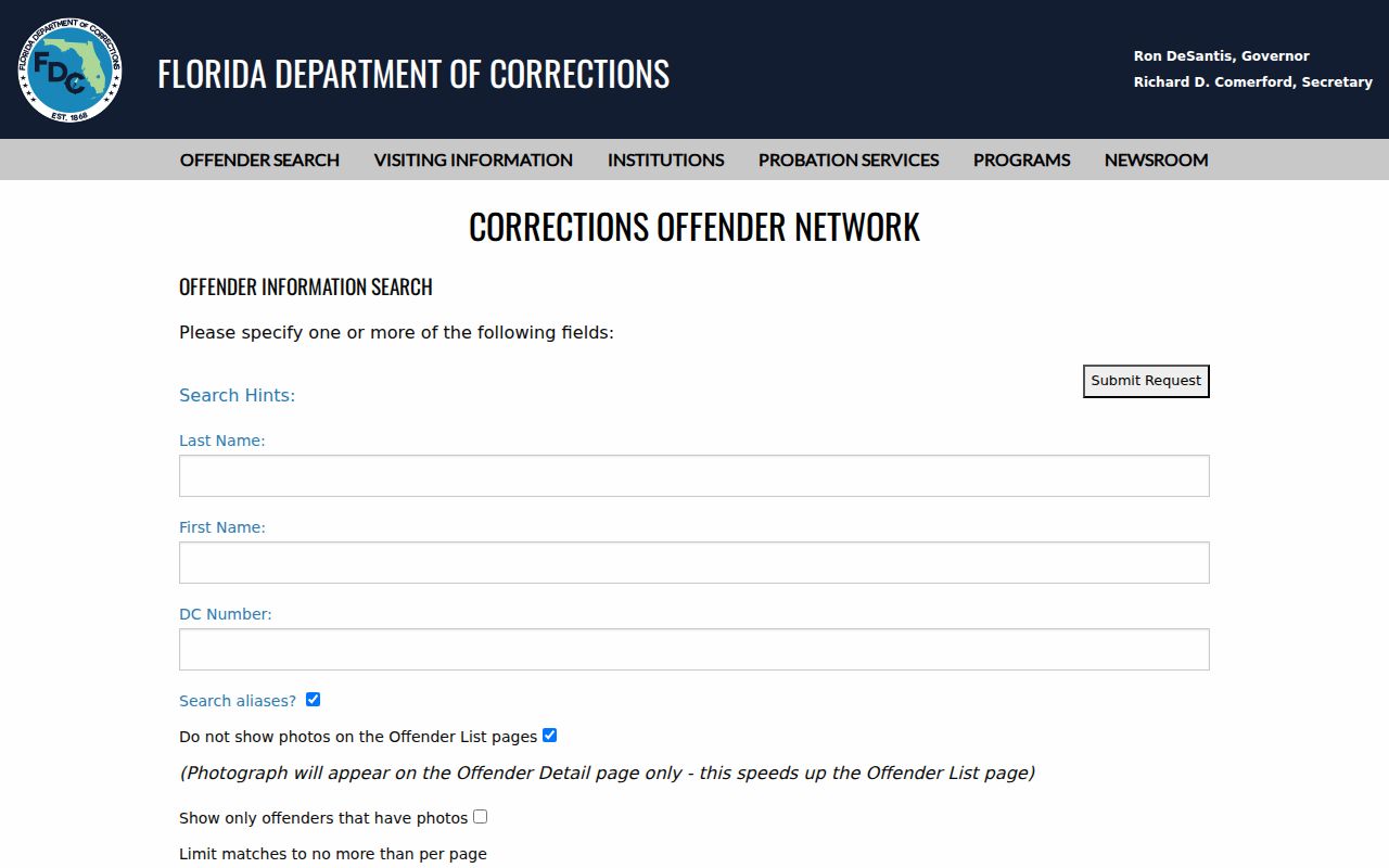 Florida corrections search for an Okaloosa County resident lookup