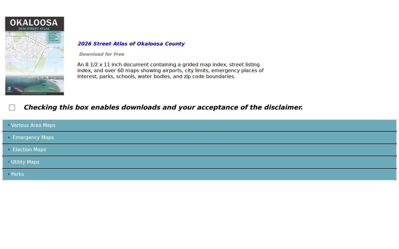 Okaloosa County GIS street atlas and map downloads