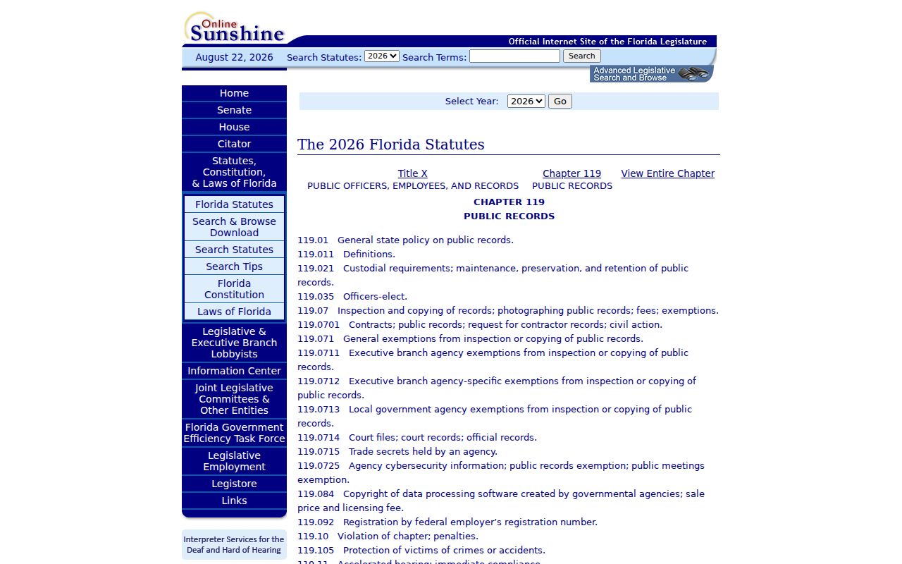 Florida Public Records Act source for Okaloosa County ZIP data requests